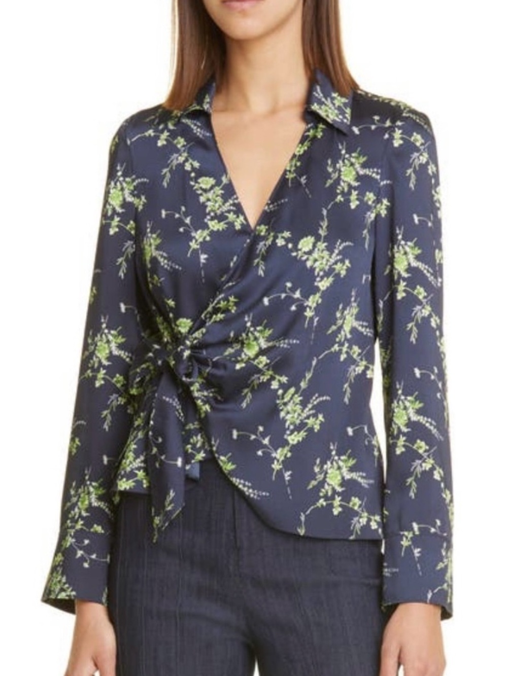 Cinq a Sept Satin Wrap Blouse